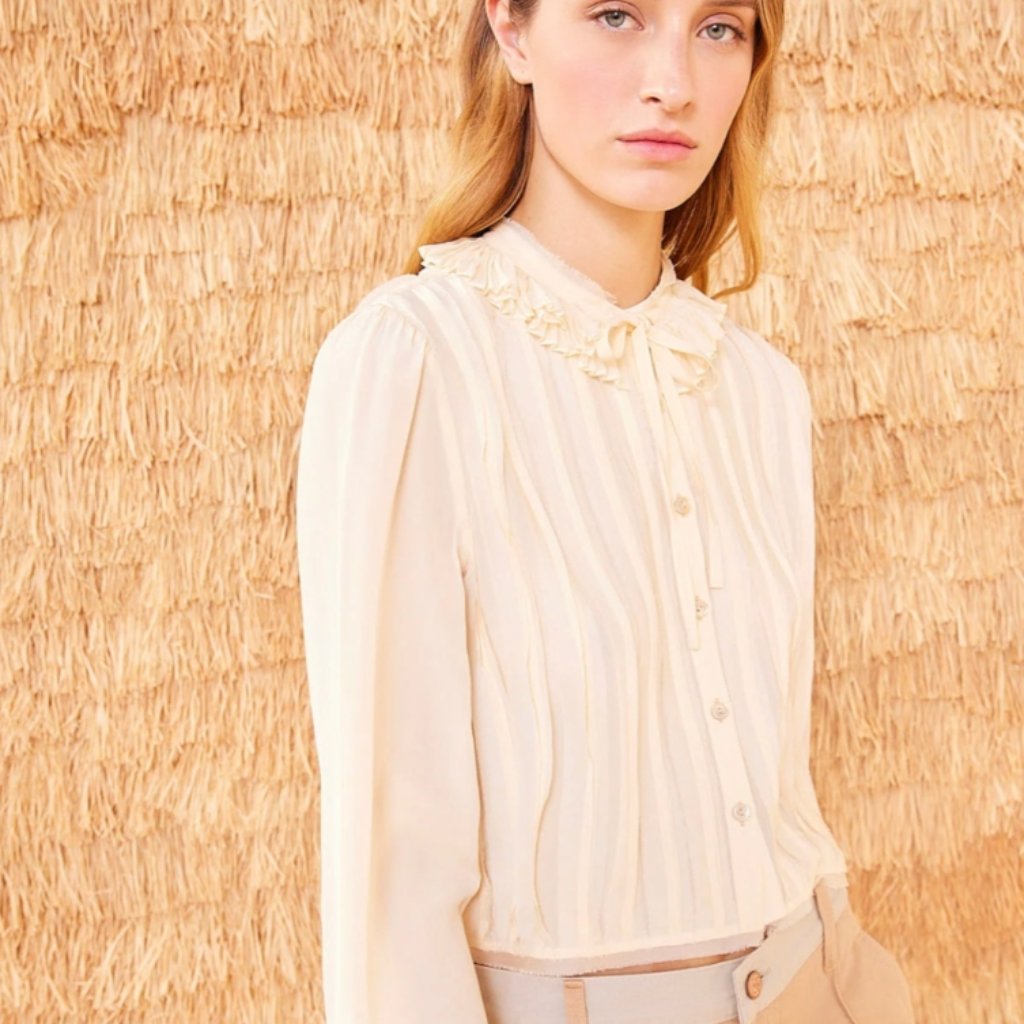 Nwot Ulla Johnson Karla Silk Blouse Top In Cowrie Xl $490